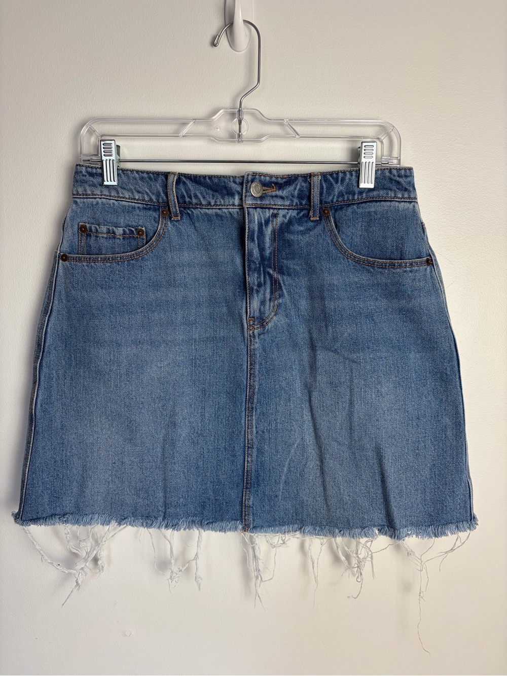 Old Navy Blue Denim Mini Skirt with Frayed Hem